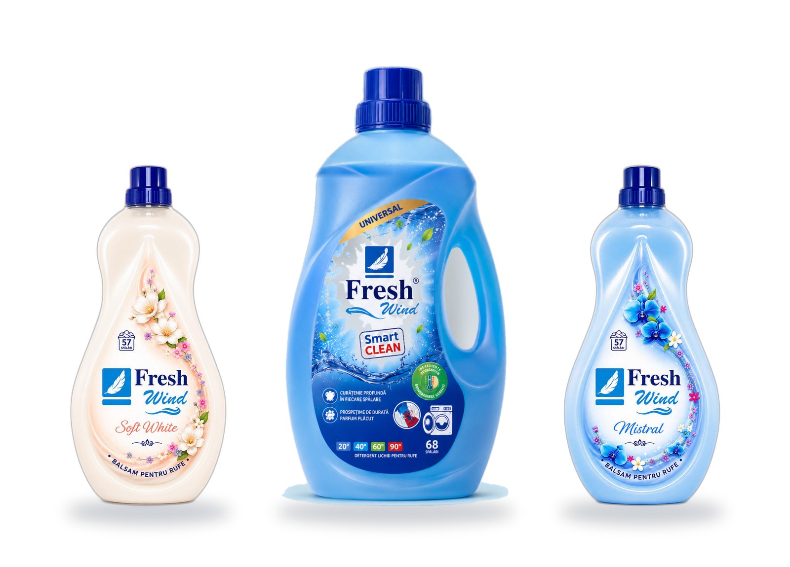 Gama Fresh Wind: detergent Smart Clean și balsamurile Soft White și Mistral